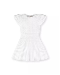 Платье-свитер из органического хлопка для маленьких девочек с короткими развевающимися рукавами, белый Hope & henry