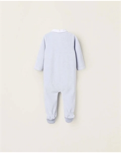 Бархатный комбинезон для мальчика с вышивкой в горошек, светло-голубой Zippy