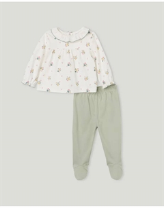 Длинная пижама с цветочным принтом для мальчика, зеленый Cotton juice