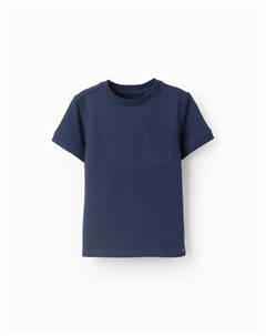 Футболка для мальчиков с коротким рукавом и нагрудным карманом, темно-синий Zippy