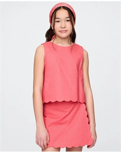 Блузка без рукавов с круглым вырезом для девочки, коралловый Gap