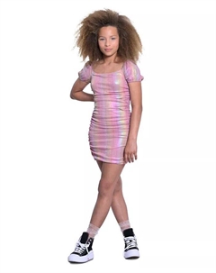 Сетчатое платье с квадратным вырезом и рюшами для больших девочек, мультиколор With jules