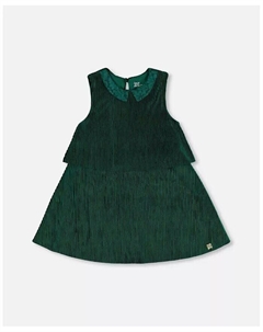 Платье без рукавов для больших девочек с воротником-люверсом Лесно-зеленое, зеленый Deux par deux