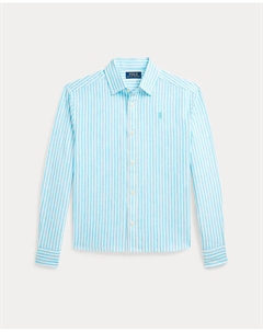 Рубашка для девочки с длинными рукавами и вышитой лошадью, светло-голубой Polo ralph lauren