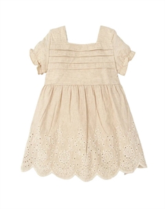 Простое детское платье с короткими рукавами, натуральный Babidu