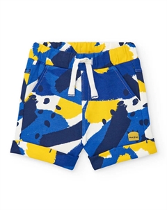 Шорты-бермуды для мальчика с принтом и завязками, синий Tuc tuc
