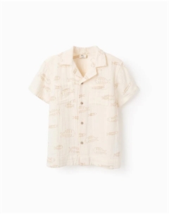 Рубашка для мальчика с принтом и карманами, бежевый Zippy