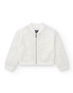 Куртка-бомбер для девочек с пайетками и молнией спереди, бежевый Tuc tuc