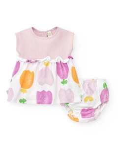 Платье для девочки с соответствующими трусиками, белый Tuc tuc