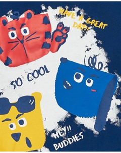 Футболка для мальчика с эффектом 2 в 1 и принтом спереди, темно-синий Tuc tuc