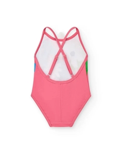 Купальник для девочки с принтом спереди и перекрещенными бретелями, розовый Tuc tuc