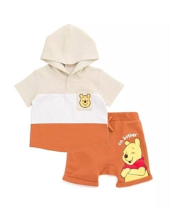 Пуловер с капюшоном и шортами из французской махровой ткани для новорожденных мальчиков с Винни-Пухом, белый Disney