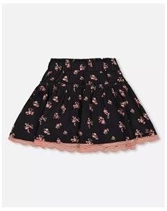 Юбка из вискозы с цветочным принтом для маленьких девочек, черная - для малышей, ребенок, черный Deux par deux