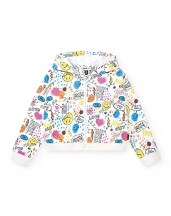 Свитшот для девочек с принтом, капюшоном и молнией, белый Tuc tuc