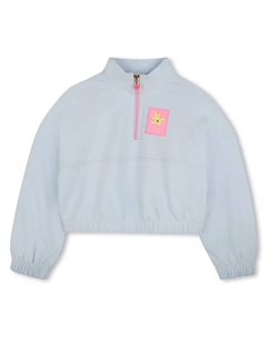 Хлопковая толстовка с застежкой-молнией на половину длины для девочки, светло-голубой Billieblush