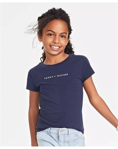 Классическая футболка с вышивкой для больших девочек, розовый Tommy hilfiger