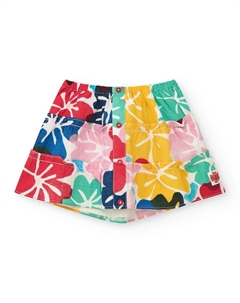 Юбка с цветочным принтом для девочки на пуговицах, мультиколор Tuc tuc