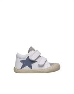 Ботинки для первых шагов мальчика из кожи и замши, белый Naturino