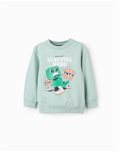 Толстовка для мальчика из 100% хлопка с тематикой Minecraft, светло-зеленый Zippy