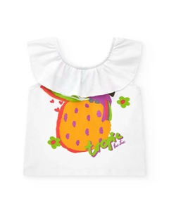 Футболка для девочки с оборкой и рисунком спереди, белый Tuc tuc