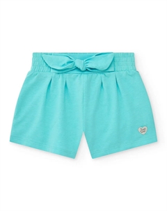 Шорты для девочки с эластичным поясом и декоративным бантом, синий Tuc tuc
