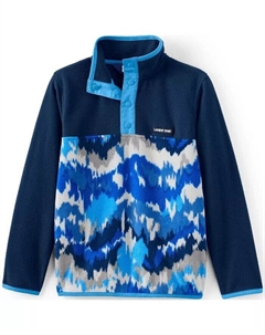 Флисовый пуловер с воротником Heritage для девочек, черный Lands' end