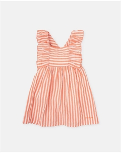 Платье для девочки в коралловую полоску без рукавов, коралловый Tutto piccolo