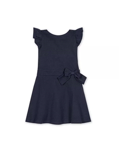 Вязаное платье с заниженной талией для маленьких девочек из органического хлопка с развевающимися рукавами, синий Hope & henry