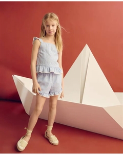 Шорты в клеточку для девочки с поясом, синий Coconut el corte inglés