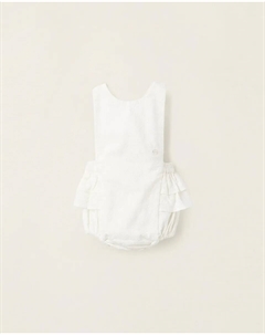 Вышитый комбинезон для девочки с оборками, бежевый Zippy