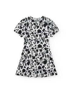 Двухцветное платье для девочки с рукавами-фонариками и цветочным принтом, белый Tuc tuc