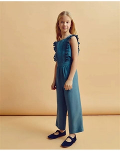 Длинный вышитый комбинезон для девочки, темно-синий Coconut el corte inglés