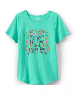 Футболка с короткими рукавами и графикой Big Girls Plus с изогнутым краем, зеленый Lands' end