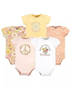 Хлопковые боди для маленьких девочек, набор из 5 цветов Peace Love Flowers, розовый Hudson baby