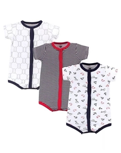 Хлопковые комбинезоны для маленьких девочек, 3 шт., Лимонный, синий Hudson baby