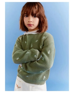 Вышитый свитер для девочки, зеленый Kids el corte inglés