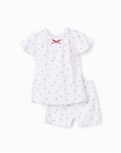 Пижама для девочки из 2 частей в рубчик, белый Zippy