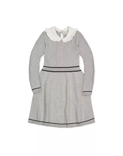 Органическое вязаное платье-свитер с воротником Питера Пэна для маленьких девочек с длинными рукавами, серый Hope & henry