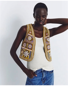 Короткий вышитый жилет, цвет Kaki Сфера