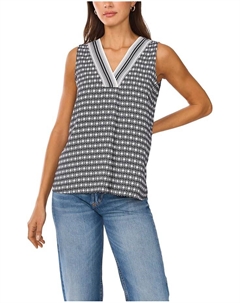 Блуза V Neck Sleeveless Blouse, цвет Rich Black Vince camuto