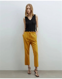 Прямые льняные брюки, горчичный Сфера