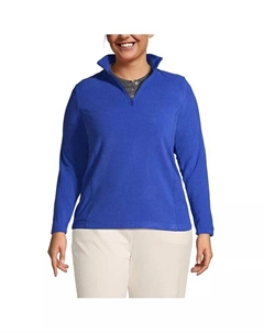 Школьная форма больших размеров Thermacheck 100 Флисовый пуловер с молнией на четверть, серый Lands' end