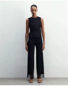 Брюки с низкой посадкой и бахромой, черный Сфера