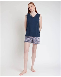Женская короткая пижама из вискозного трикотажа, темно-синий Admas