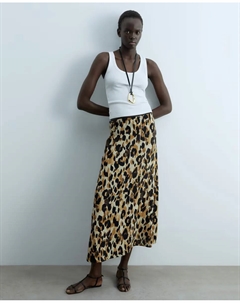 Юбка миди с принтом, коричневый Сфера