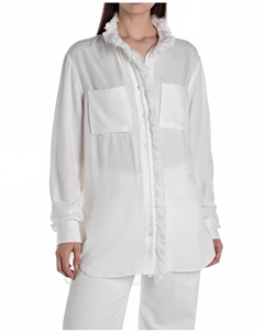 Струящаяся женская рубашка с длинными рукавами и отделкой, белый Replay