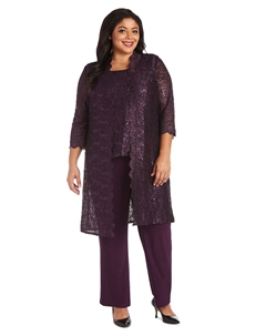 3 шт. Кружевной брючный костюм и панцирь больших размеров с пайетками R&m richards