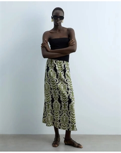 Юбка миди с принтом, зеленый Сфера