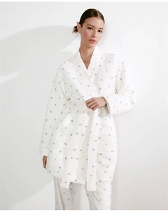 Женский халат с бантом, белый Enfasis