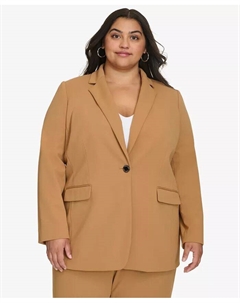 Блейзер больших размеров с одной пуговицей и подкладкой на плечах, коричневый Calvin klein